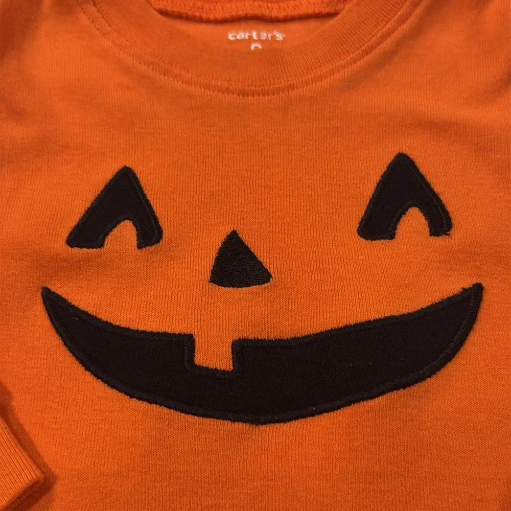 Carter's Baby’s Orange Pumpkin Face Bodysuit